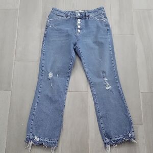 We The Free Blue Distressed Straight Leg Jeans Size 27